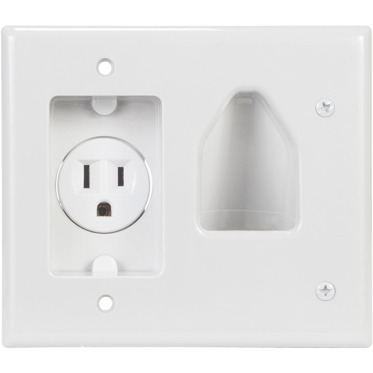 450021WH Power and Bulk Cable Wall Plate White